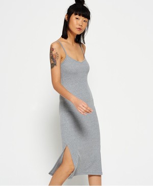 Superdry Midi Slip Női Ruhák Szürke/Fehér/Csíkok | OFPLS5390